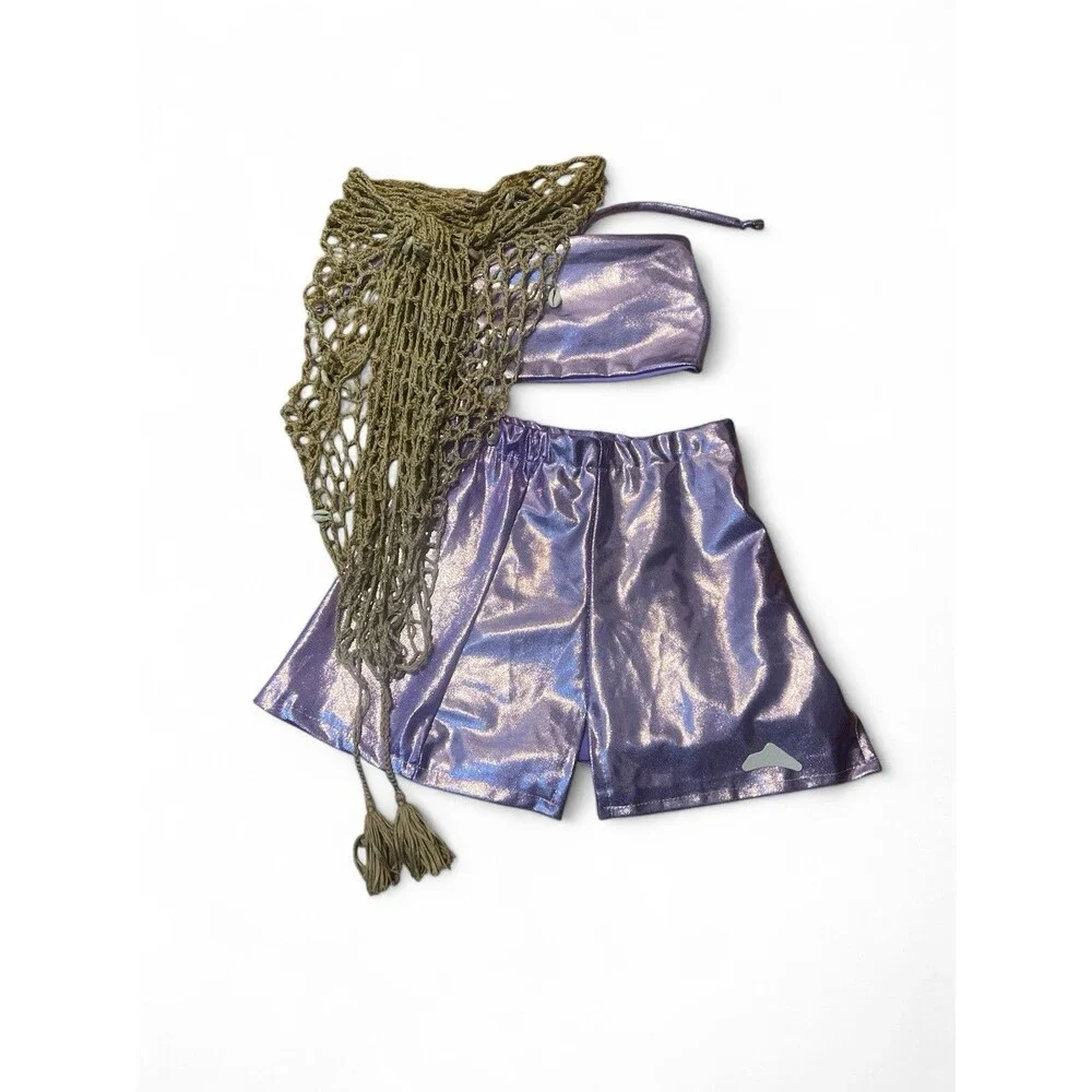 Holt Mermaid Aesthetic Kids Halloween Costume Dance Dressup Seashell Cape Purple